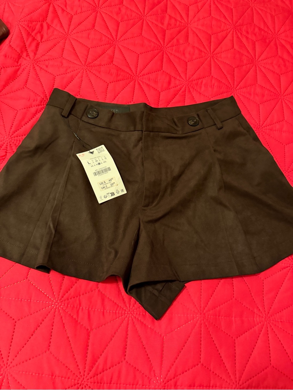 Zara Dark Brown High-Waist Pleated Skort